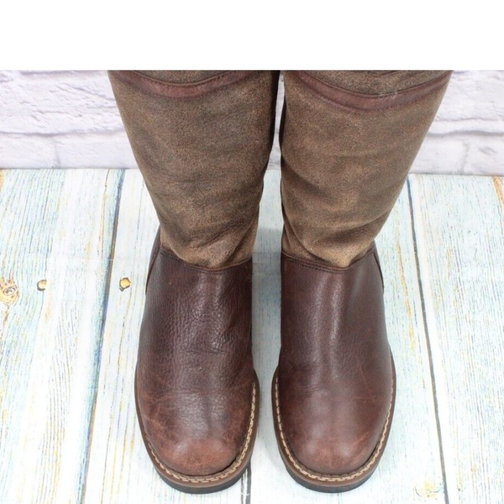Blondo Brown Leather Waterproof Shearling Lined Tall Duck Boots Size 8 B - Picture 5 of 9